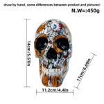 Big Yellow Colorful Floral Skull Statue - Intricate Day of the Dead Style Resin Figurine for Halloween & Home Decor