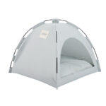 Grey Premium Portable Pet Tent Bed with Cooling Mat - Breathable Foldable Outdoor Indoor Cat Dog House Shelter for Summer(Size: L)
