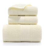 Premium Long-Staple Cotton Towel Set - 2 Hand Towels & 1 Bath Towel Gift Bundle(yellow)