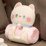 Plush 2-in-1 Pillow Blanket - Adorable Design for Cozy Comfort(White Cat)