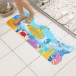 Non-Slip PVC Bath & Shower Mat with Suction Cups and Drainage Holes - Cartoon Ocean Theme(Submarine)