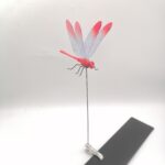 6-Pieces Red Small Garden Dragonfly Clips – 3D Colorful Insect Decoration, Outdoor Metal Stake Ornament, Patio & Plant Accessories