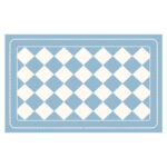 Light Blue Checkered Design Loofah Texture Shower Mat (40x80cm) - Non-Slip PVC Bathroom Floor Mat, Quick-Draining, Anti-Mould & Massage Pad