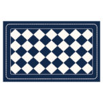 Dark Blue Checkered Design Loofah Texture Shower Mat (44x75cm) - Non-Slip PVC Bathroom Floor Mat, Quick-Draining, Anti-Mould & Massage Pad