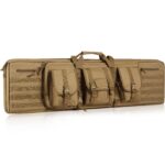 VEVOR Rifle Bag, 36 inch Tactical Double Long Gun Bag, Soft Rifle Case with Lockable Zipper, Portable Handle & Shoulder Strap, 3 Large Storage Pockets Rifle Case for Two 34" Rifles & 2 Pistols, Brown