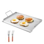 VEVOR Stainless Steel Griddle, 23x16 inch Universal Flat Top Rectangular Plate, Gas Grill Griddle for BBQ Grill, Teppanyaki, Portable Family Cookware with Handle, for Camping Tailgating Party