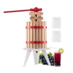 VEVOR 1.6 Gal/6L Fruit Wine Press, Solid Wood Basket with 8 Blocks, Heavy Duty Manual Juice Maker, Cider Apple Grape Tincture Honey Olive Oil Making Press with Handle for Kitchen, Home