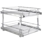VEVOR 2 Tier 20"Wx21"Dx15"H Pull Out Cabinet Organizer, Heavy Duty Slide Out Pantry Shelves, Steel Roll Out Drawers, Sliding Drawer Storage for Home, 21.5"Wx22"Dx18"H Install Size for Cabinet