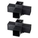 VEVOR Pergola Bracket Kit 4''x4''(Inner Size 3.6x3.6), 2pcs 4-Way Heavy Duty Corner Bracket Woodworks DIY Post Base Kit, Easy Installation Wooden Beams for Gazebos, Patio Pergolas, Log Cabin Outdoor