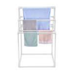 VEVOR Towel Rack 8-Bar Outdoor PVC Towel Holder for Poolside Spa Bathroom White