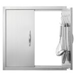 VEVOR BBQ Access Door, 610x610 mm Double Outdoor Kitchen Door, Stainless Steel Flush Mount Door, Double Wall Vertical Door with Handles and Hooks, for BBQ Island, Grilling Station, Outside Cabinet