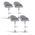 Artiss 4x Bar Stools Kitchen Swivel Gas Lift Counter Chair Shell Leather Grey