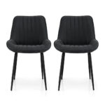 Artiss 2x Dining Chairs Retro PU Leather Kitchen Lounge Cafe Accent Chair Black
