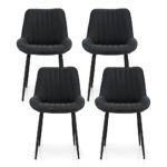 Artiss 4x Dining Chairs Retro PU Leather Kitchen Lounge Cafe Accent Chair Black