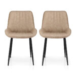 Artiss 2x Dining Chairs Retro PU Leather Kitchen Lounge Cafe Accent Chair Khaki
