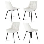 Artiss 4x Dining Chairs Velvet Tufted Kitchen Lounge Cafe Accent Chair Beige