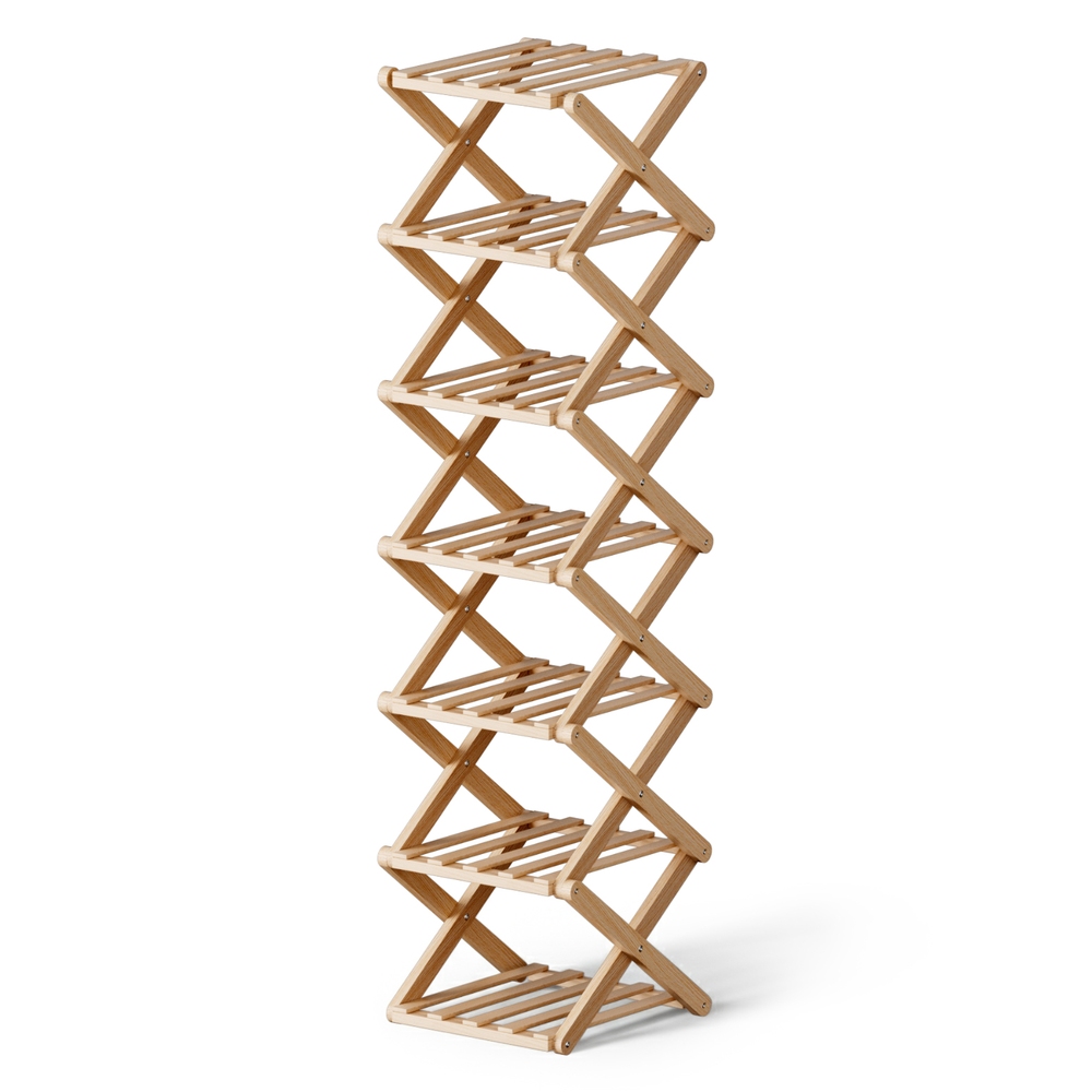 Artiss 7 Tier Bamboo Foldable Shoe Rack Organizer Entryway