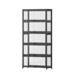 Artiss 5-Tier Display Cabinet Storage Bookshelf Clear Shelf Black