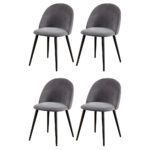 Artiss Dining Chairs Set of 4 Velvet Solid Curved Dark Grey