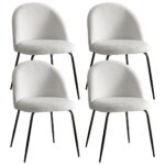 Artiss Dining Chairs Set of 4 Sherpa Boucle White