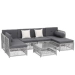 Gardeon 6 Seater Outdoor Sofa Set 7PCS Table Chair Set Garden Rattan Patio Furniture