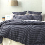 Chenille Wave 100% Cotton Vintage Washed Blue Tufted European Pillowcase by Cloud Linen