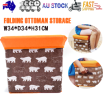 Folding Ottoman Storage Stool Cube Footstool Stool Blanket Box With Cover AU
