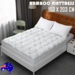 Bamboo Pillowtop Mattress Topper Luxury Bedding Mat Pad Protector Cover Queen 153 x 203 cm
