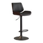 SERENIT? European Wooden Modern Bar Stools Bistro Stool with Rotating and Aerodynamic Multi-levelled(Black)