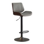 SERENIT? European Wooden Modern Bar Stools Bistro Stool with Rotating and Aerodynamic Multi-levelled (Grey)