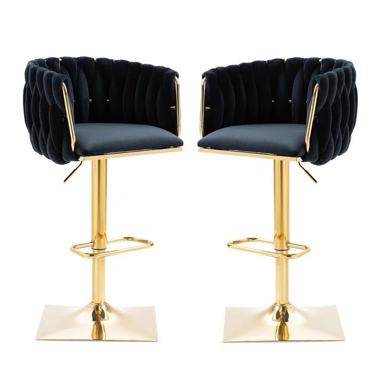 SERENITÃ Modern Velvet Breakfast Bar Stools Swivel Barstools Adjustable Counter Stools with Backrest Set of 2 Black