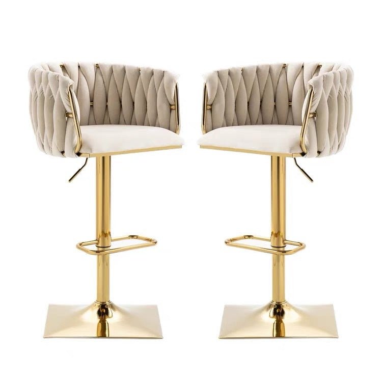 SERENITÃ Modern Velvet Breakfast Bar Stools Swivel Barstools Adjustable Counter Stools with Backrest Set of 2 iVORY
