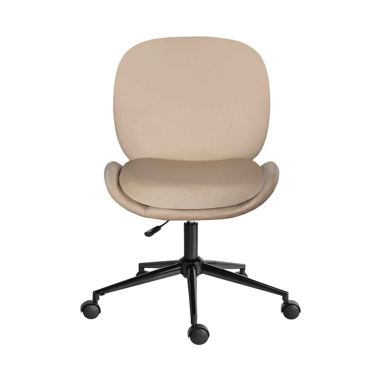 Office Desk Chair – Velvet Armless Swivel Study Seat OVOID PALE KHAKI