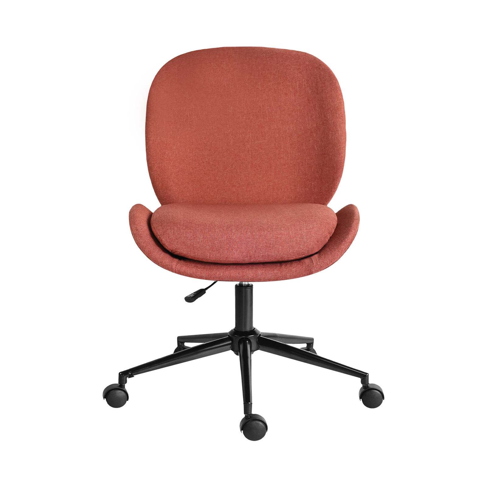 Office Desk Chair – Linen Fabric Armless Swivel Study Seat OVOID EARTHY RED