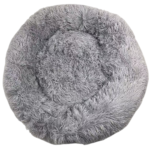 YES4PETS Medium Round Calming Plush Cat Dog Bed Comfy Puppy Fluffy Bedding Little Grey