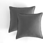 Vintage Washed Microfibre European Pillowcases - Set of 2 Luxurious European Pillow Covers - Grey