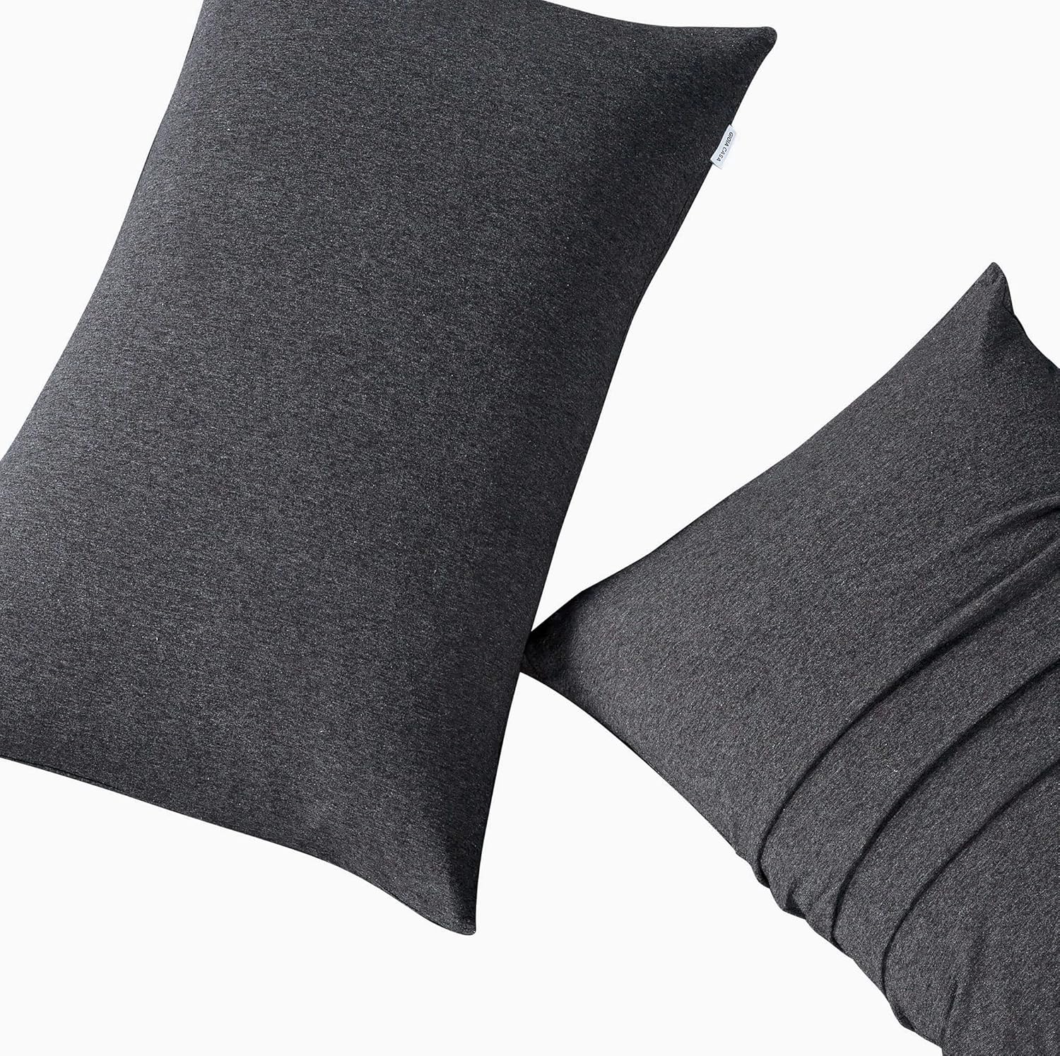 Set of 2 100% Jersey Cotton Soft Breathable Stretchy Standard Pillowcase – Black Marble