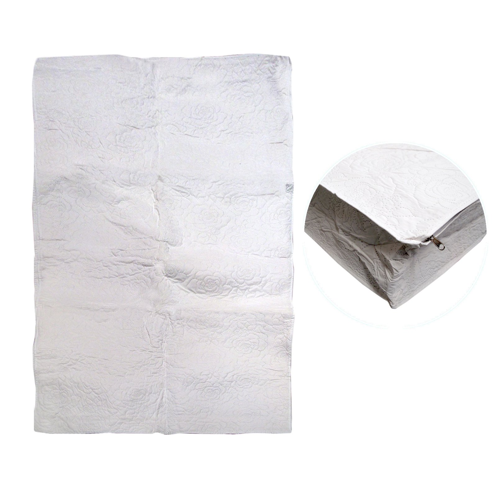 Fully Covered Vinyl Cot Mattress Protector Embossed Rose White 68 x 130 + 12 cm 1 V442 ABR MATTRESSP ROSEEMBOSS WHITE CT 197081 00