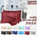 2 Pack Satin Pillowcases Luxury Soft Cushion Covers Bedroom Home Decor - Light Purple