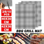 3/6/10PCS Non-Stick BBQ Grill Mat Mesh Liner Cooking Barbecue Sheet Baking Pad - 42X36cm-3PCS