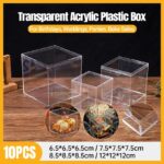 10pcs Clear Acrylic Plastic Boxes Square Storage Containers for Food  Small Item - 10pcs-85-85-85