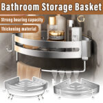 Wall Mounted Bathroom Shelf Triangle Corner Shower Storage Rack for Toiletries - Single layer with rod