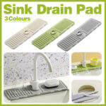 Faucet Draining Pad Narrow Sink Splash Guard Mat for Washbasin Water Catcher - Green
