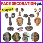 Old Man Tree Hugger Garden Peeker Yard Outdoor Sculpture Whimsical Face Decor - B