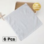 6PCS Hotel Cotton Face Towel White Soft Square Cloth Beauty Salon KTV Thick Wash - 35x35cm-Patternless-70g