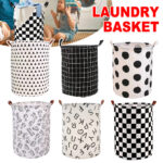 Foldable Laundry Basket Dirty Clothes Hamper Toy Storage Organizer Storage Bin - English Letters