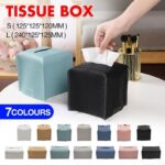 Large Size Tissue Box Dispenser Paper Holder Napkin Case Pu Leather Cover - Yellow