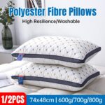 1/2PCS Hotel Style Polyester Fibre Pillow Washable High Rebound Support - 600g-2pcs