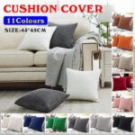 45X45 Plain Solid Colour Cushion Cover Decorative Pillow Case Home Multicoloured - Pink