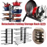 Multi-Layer Vertical Pot Lid Storage Rack Folding Kitchen Countertop Organizer - 8th-Floor